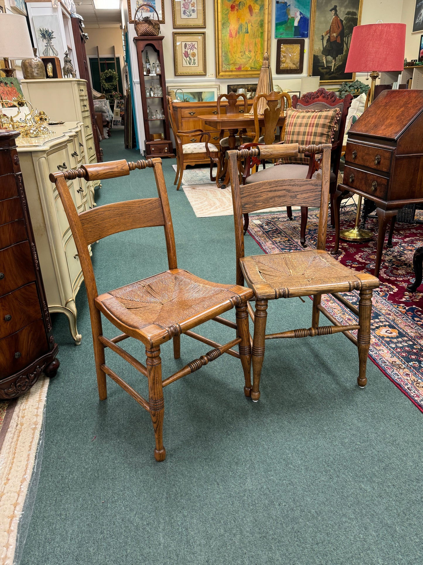 Antique Oak Side Chair-Pair