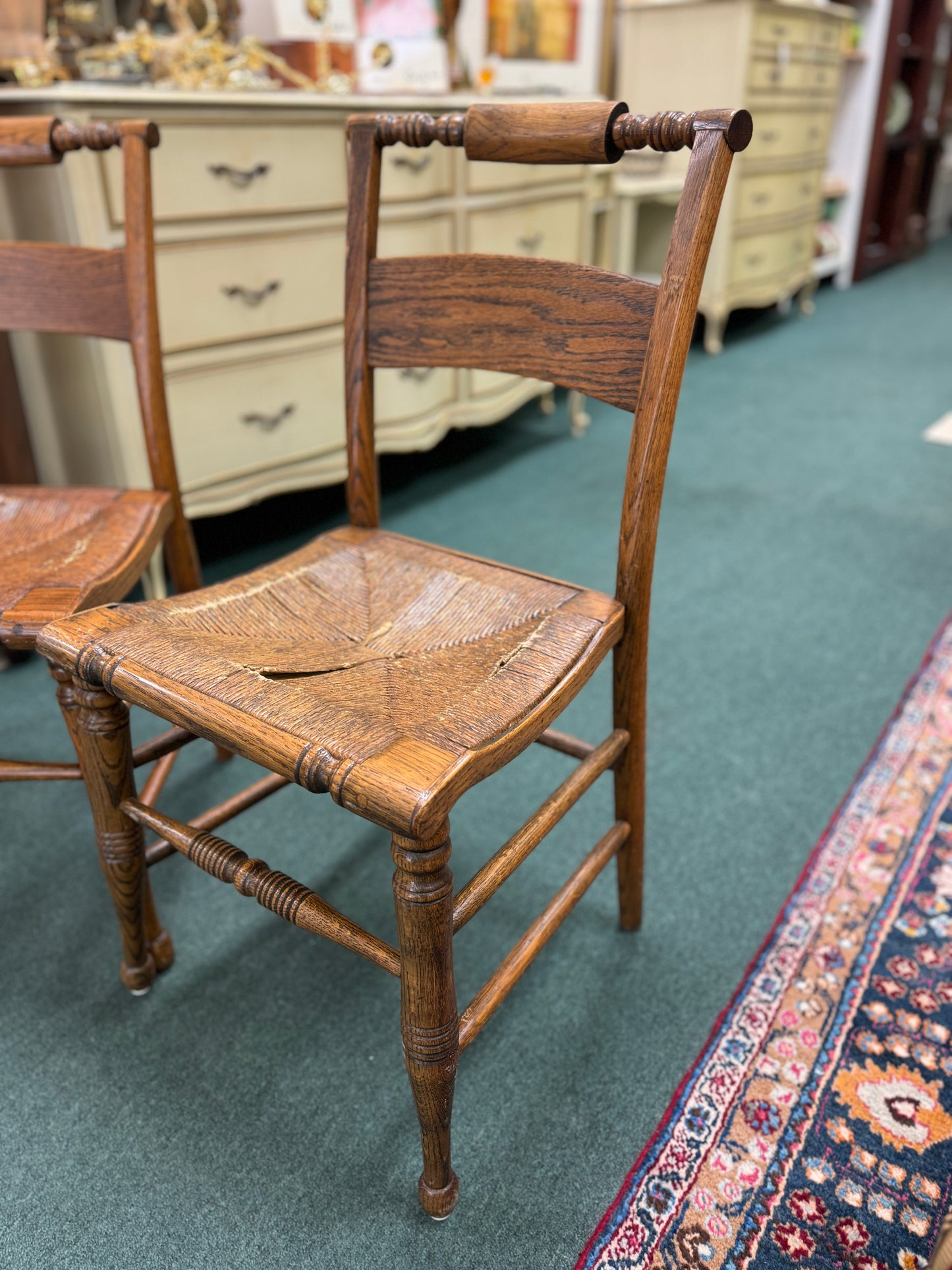 Antique Oak Side Chair-Pair