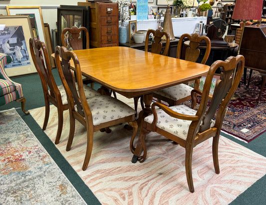 1950’s Maple Double Pedestal Dining Room Duncan Phyfe Style