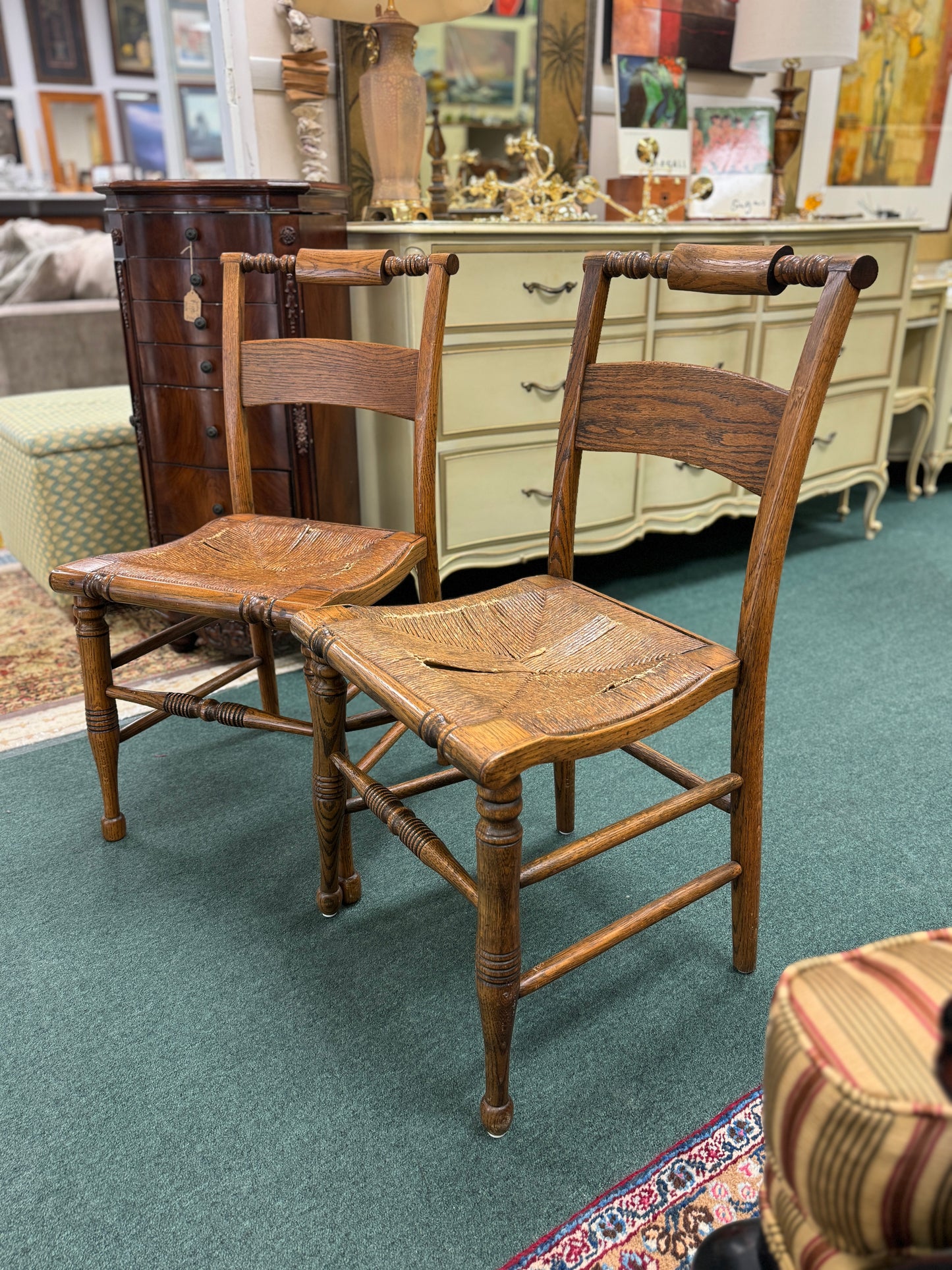 Antique Oak Side Chair-Pair