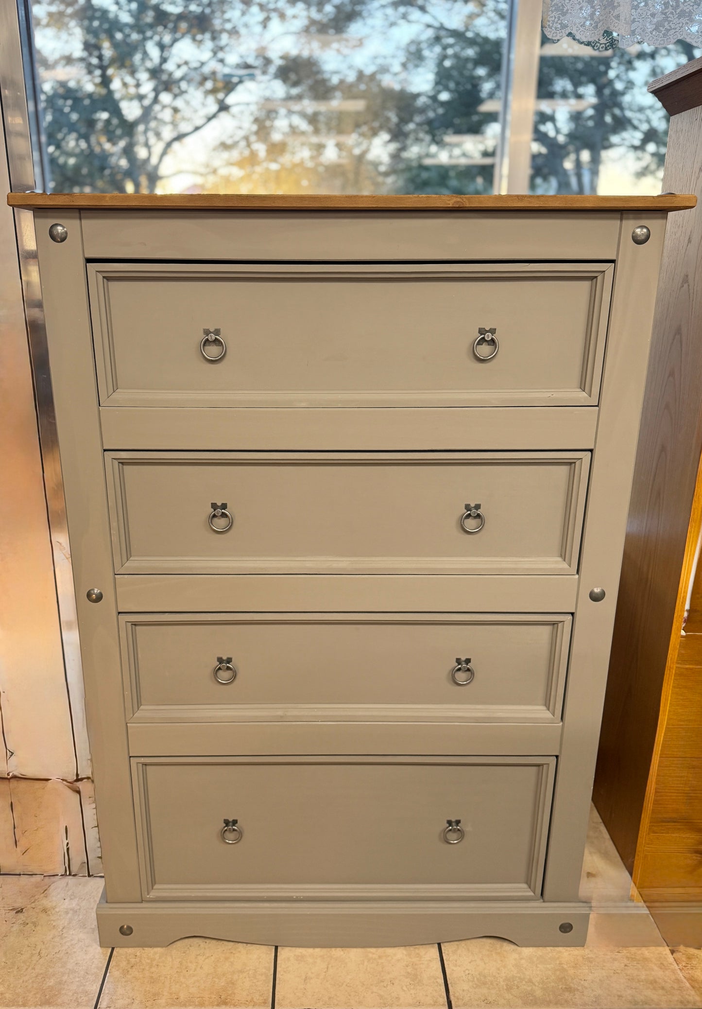 Gorgeous Tall Dresser in Smoke Grey