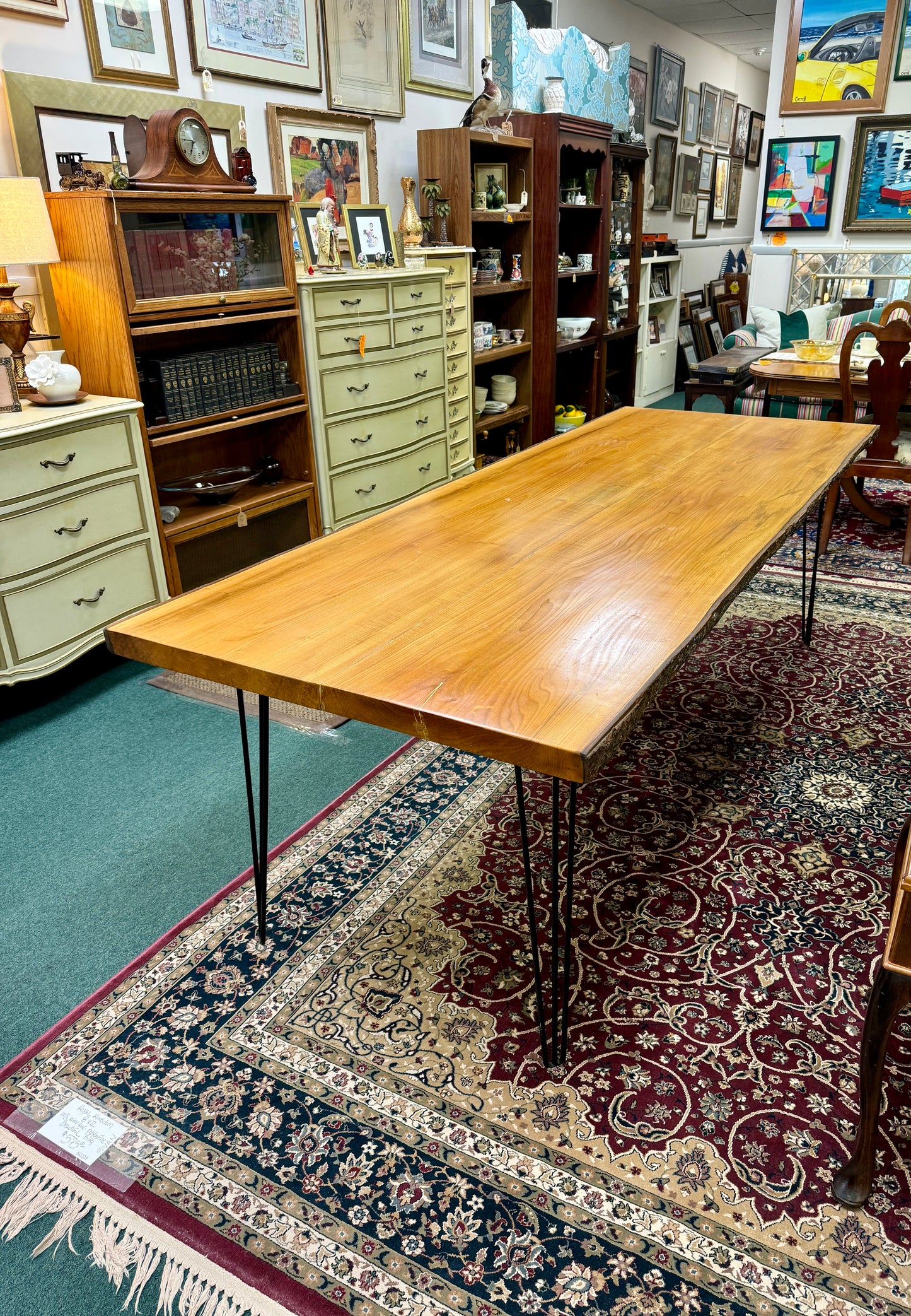 Custom Live Edge Pecan Dining Table Hair Pin Legs