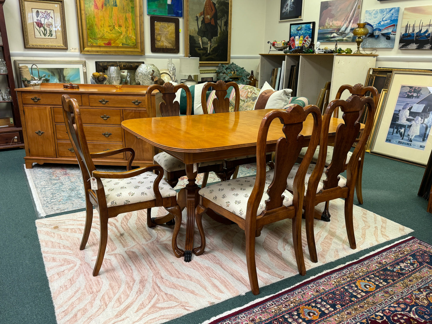 1950’s Maple Double Pedestal Dining Room Duncan Phyfe Style