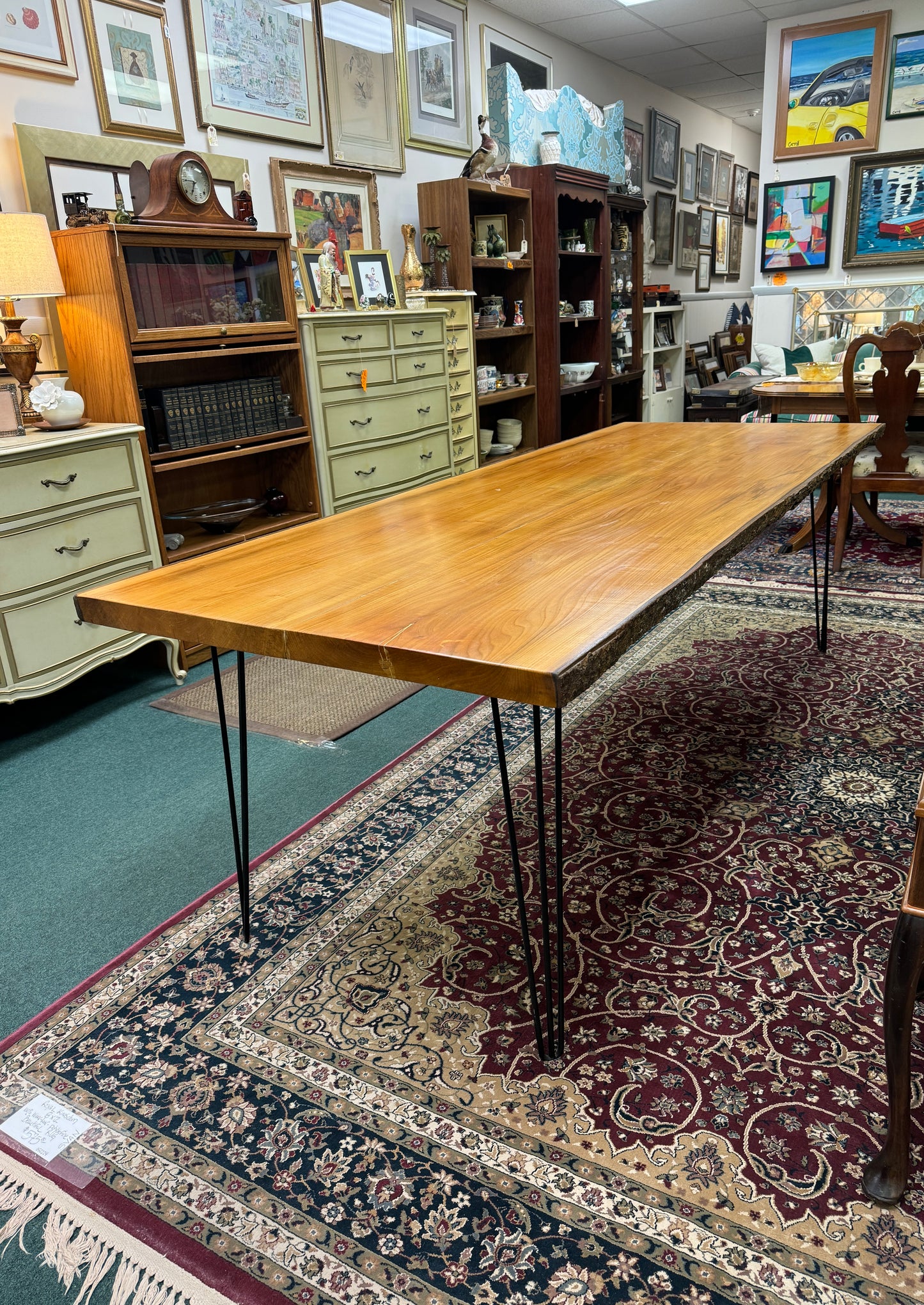 Custom Live Edge Pecan Dining Table Hair Pin Legs