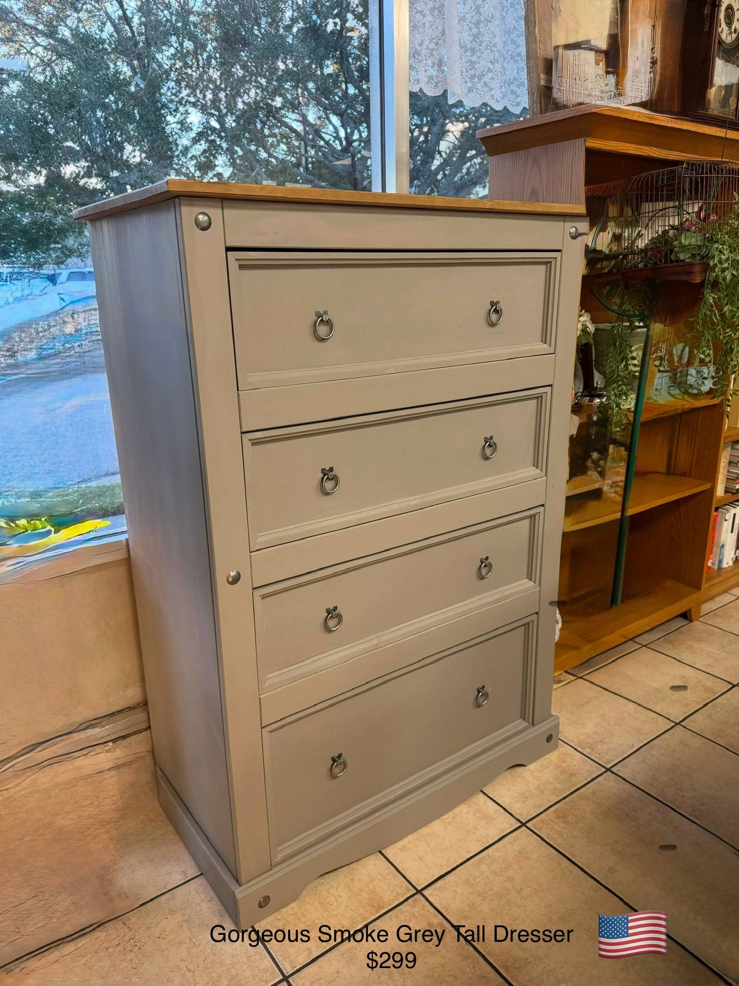 Gorgeous Tall Dresser in Smoke Grey