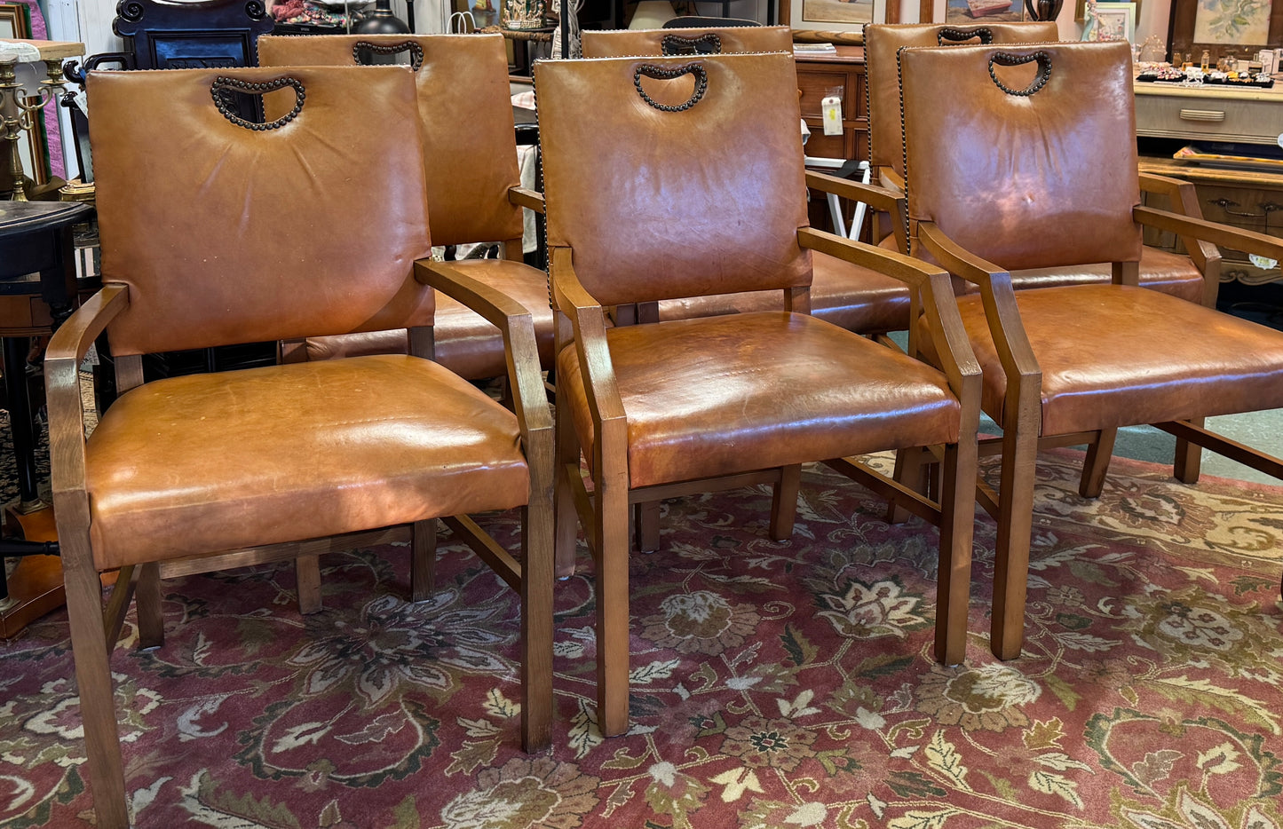 KAARE KLINT Design Cuban Mahogany & Nigerian leather Armchairs Set of #6