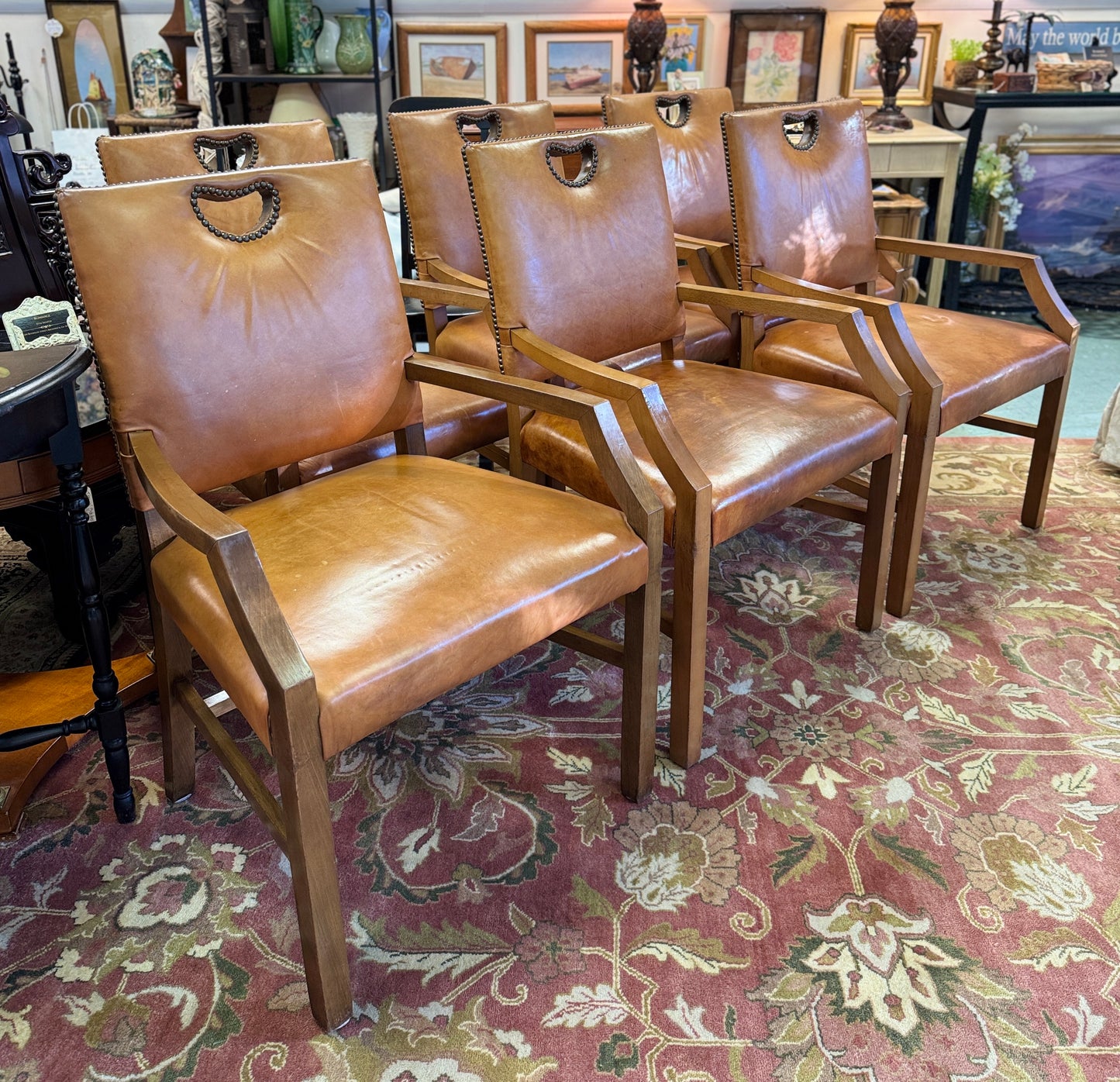 KAARE KLINT Design Cuban Mahogany & Nigerian leather Armchairs Set of #6