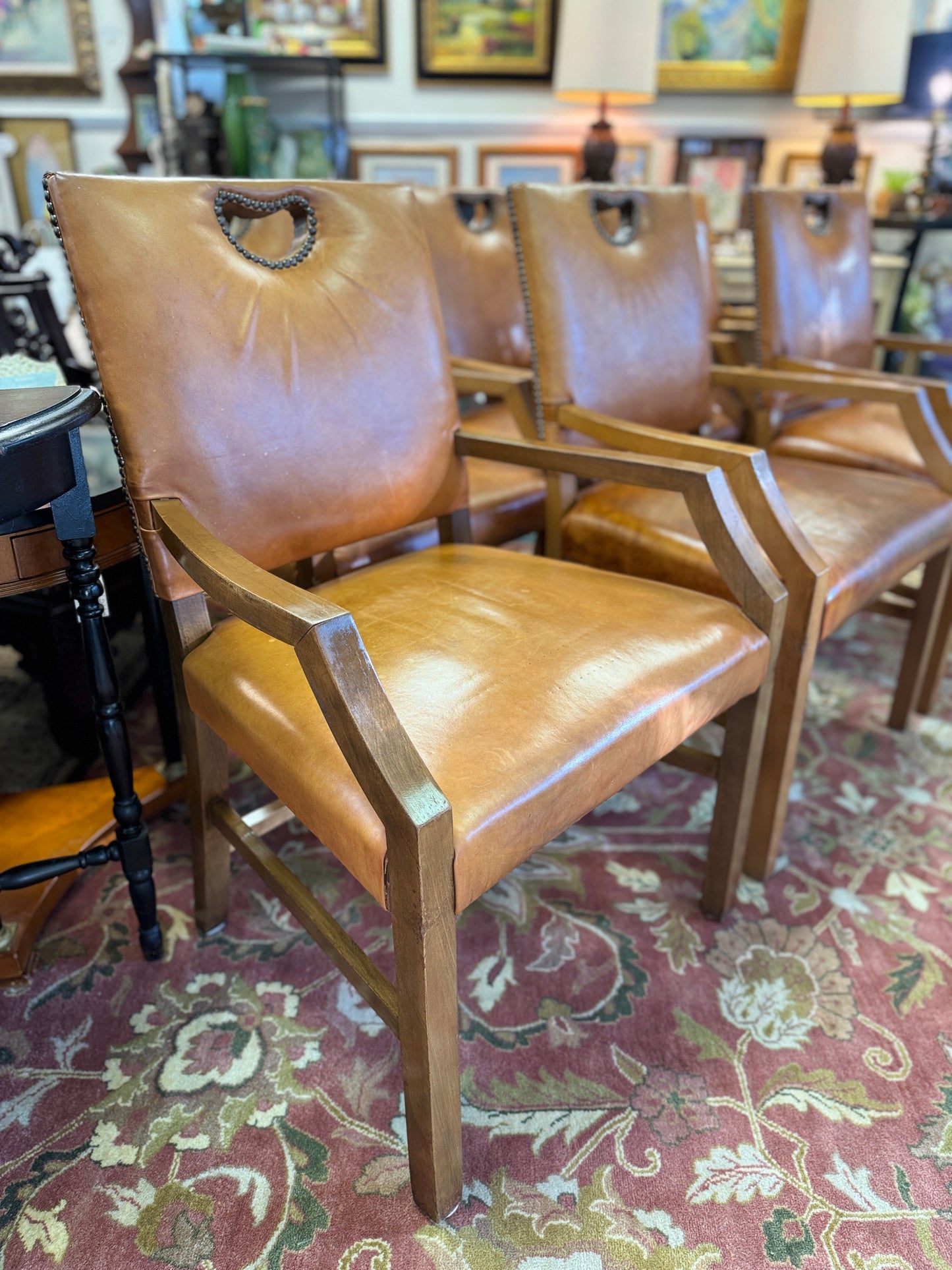 KAARE KLINT Design Cuban Mahogany & Nigerian leather Armchairs Set of #6