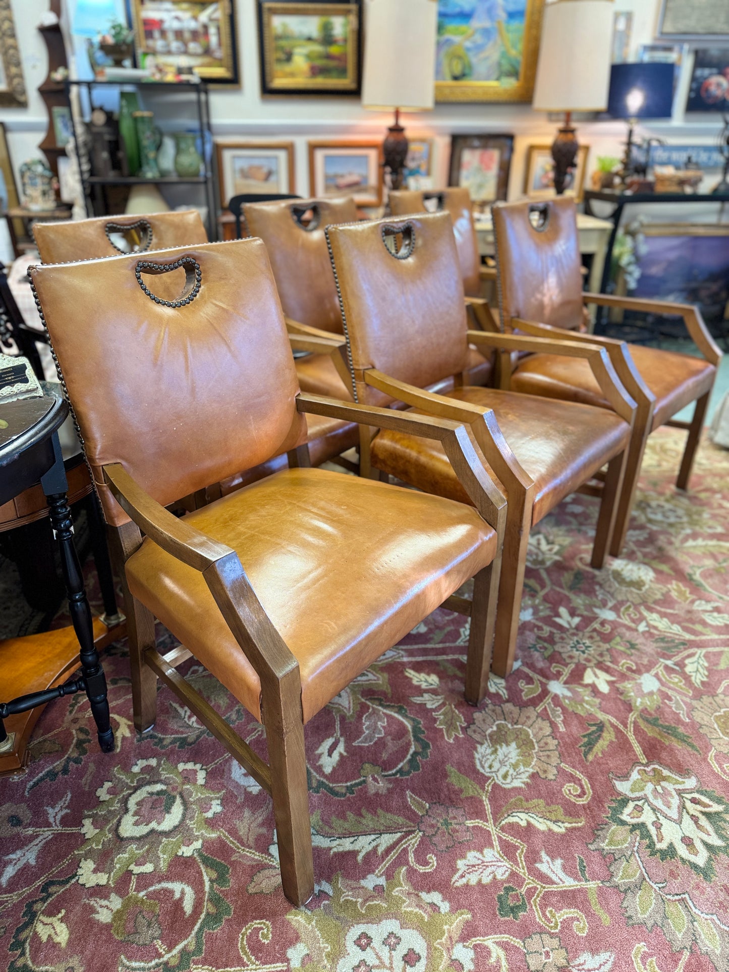 KAARE KLINT Design Cuban Mahogany & Nigerian leather Armchairs Set of #6